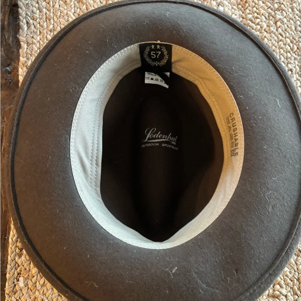 Lodenhut Dark brown 100% wool Fedora Hat with leather trim‎